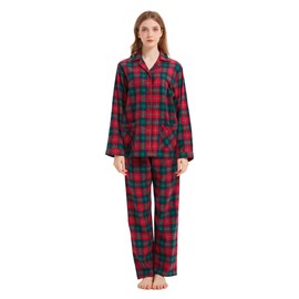 kolipajam Women's 100% Cotton Flannel Pajama Set Yarn Dyed Cozy Long Sleeve Winter PJs for Women