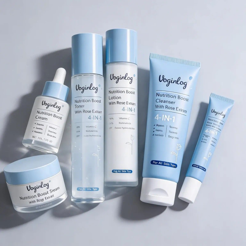 Kit De 6 Pza Skincare Básico Cuidado Piel, Hialurónico Rosas