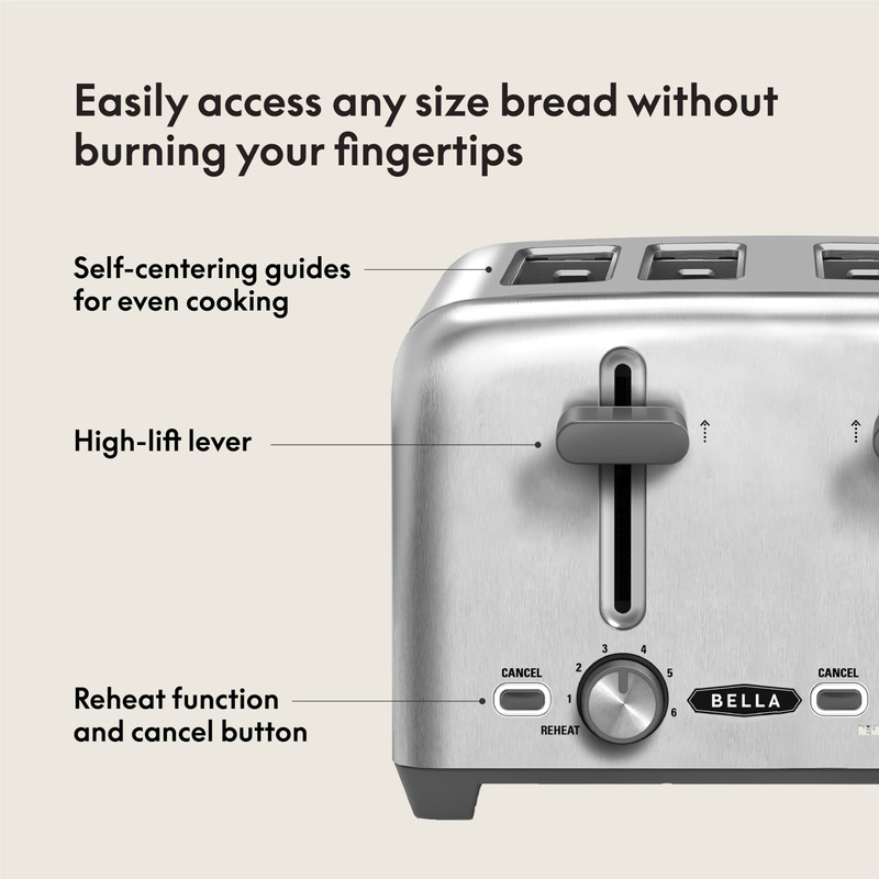 bella 4 Slice Toaster with Auto Shut Off, Extra Wide