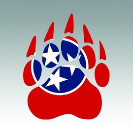 Tennessee State Shaped Bear Print Sticker - Die Cut - Decal - RDW Grizzly Track Polar Ourdoor 9.75" x 12.00"
