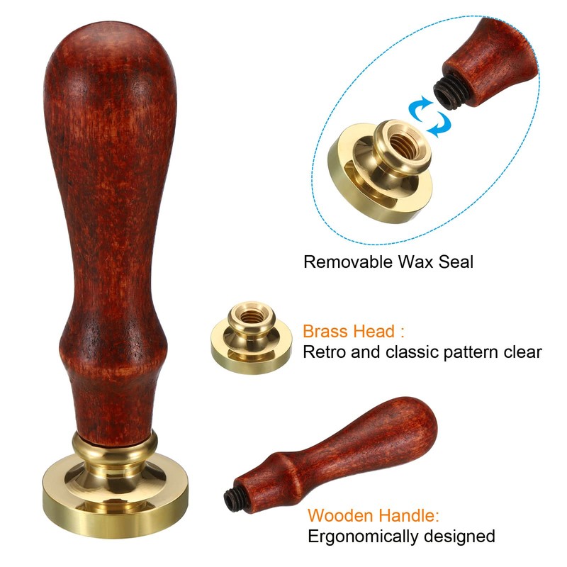 PATIKIL 25mm Round Blank Wax Seal Stamp, Removable Brass Head