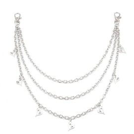 Niaspi Heart Layered Belt Jeans Pants Chain for Women Girls Men Unisex Gothic Vintage Multiple Triple Chains Small Love Heart Drop Pendant Waist Chain Wallet Pocket Bohemian Hypoallergenic Jewelry