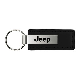 Au-Tomotive Gold, Inc. Leather Key Fob Compatible with Jeep (Black)