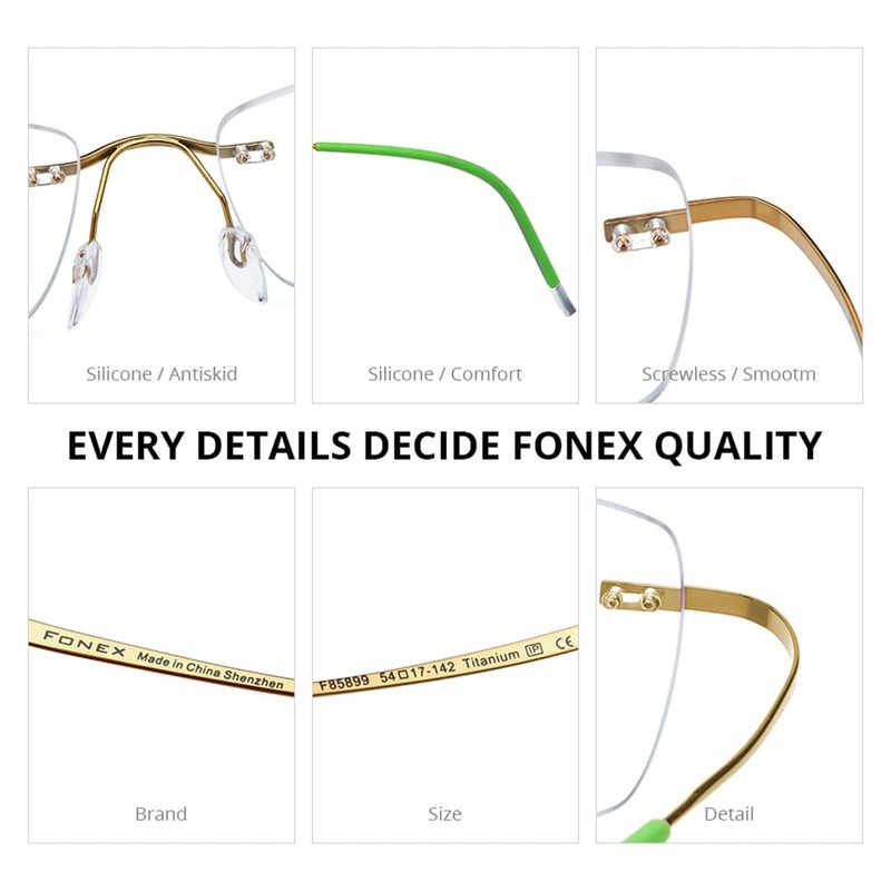 FONEX Titanium Glasses Frame,Rimless Frameless Optical Eyewear Eyeglasses for Men