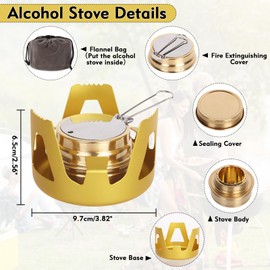 Niuoppy Mini Spirit Burner Alcohol Stove, Ultralight Portable Alcohol Stove Burner, Small Lightweight Camping Stove for Backpacking Hiking Camping (Gold)