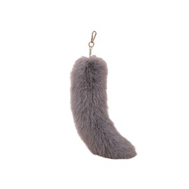 [Lyyxjsltd] Plush Faux Hair Fox Tail Keychain Elegant Key Ring Charm Fox Tail Pendant Fashion Keychain Decoration, gray