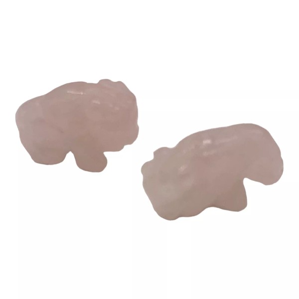 PremiumBead 2 Rose Quartz Hand Carved Bison / Buffalo Animal