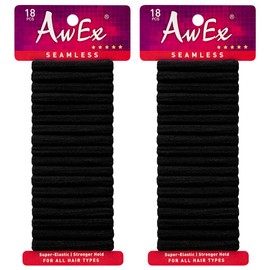 AwEx Super-Elastic,Black Hair Ties,36 PCS,Small Hair Scrunchies,Cotton Scrunchie Holder,Ponytail Holder