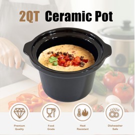 2 Quart Replacement Slow Cooker Round Insert Pot, Compatible with Sunvivi, Kooc, Neynemo Slow Cookers, Black
