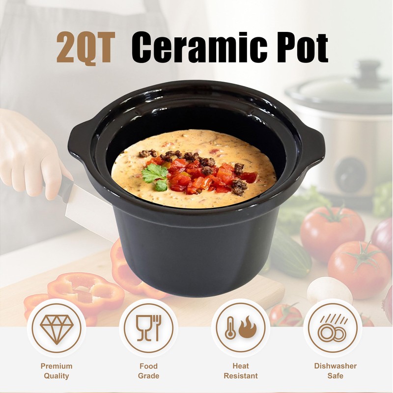 2 Quart Replacement Slow Cooker Round Insert Pot, Compatible with