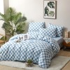 CLOTHKNOW Blue White Plaid Queen Sheet Sets Checker Bedding Sheets