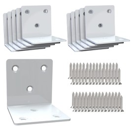 White Stainless Steel Corner Bracket,Joint Right Angle Bracket,L Shape Heavy Duty Metal Corner Brace Hardware Brackets Supporter for Wood Aufuga (20, 2x2x2inch)