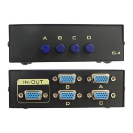 DEEIRAO VGA Switch Box, 4 Port 15 Pin Female (4 in 1 Out) Resolution up to 1920x1440 Signal Splitters for Electronic Apparatus PC Computer Monitor