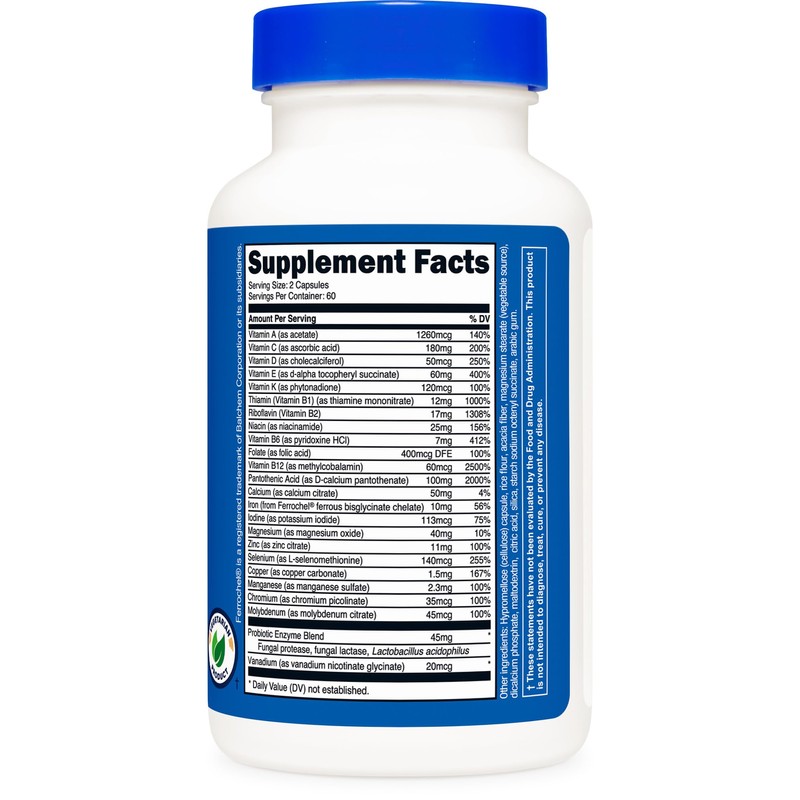 Nutricost Multivitamin with Probiotics 120 Vegetarian Capsules - Packed with