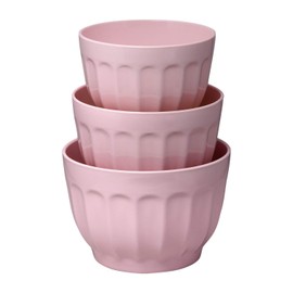 Gourmet Art 3-Piece Latte Heavyweight and Durable Melamine Prep and Serve Mixing Bowl Set, Pink, Home Essentials Cooking and Baking Tools, for Dry and Liquid Ingredients Kitchen and Everyday Use