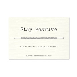 Loved Creations Morse Code Bracelets, Stay Positive Inspirational Morris Code Bracelet for Women, 925 Sterling Silver Blessed Jewelry Gifts for Women Men