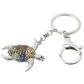 NEWEI Zinc Alloy Cute Sea Turtle Keychain Keyrings for Women Girls Purse Bag Charms (Brown)