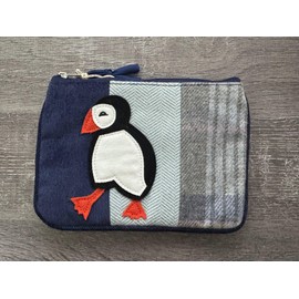 Earth Squared Applique Picture Animal Large Tweed Wool Juliet Coin Purse (Puffin)