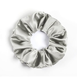 DISANGNI Silk Hair Scrunchies for Frizz&Breakage Prevention, Pure 22Momme100% Mulberry Silk Hair Ties No Damage, Elastic Silk ponytail Holders (Light Grey)