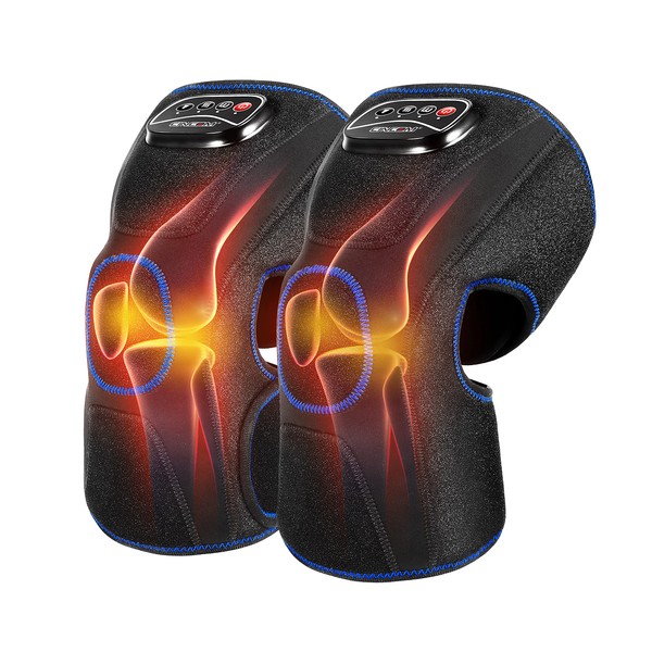 CINCOM Heated Knee Massager, Air Compression Knee Massager with Heat for Pain Relief Knee Brace Wrap for Knee Arthritis,Injury,Joint Pain 3 Modes & 3 Intensities (A Pair) FSA HSA Approved