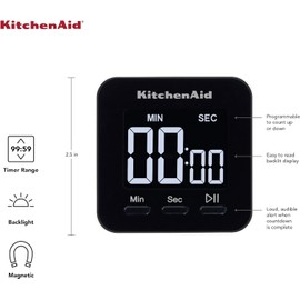 KitchenAid - Single Event Digital Timer, 2.5 inches, Black