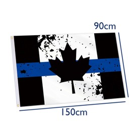 Black Canada Thin Blue Line Splash Ink Flag,3x5 FT Honoring Law Enforcement Officer Policeman Flag,36x60 Inch Large Double-Printed Durable 150D Thick Polyester Decorations with 2 Brass Grommet