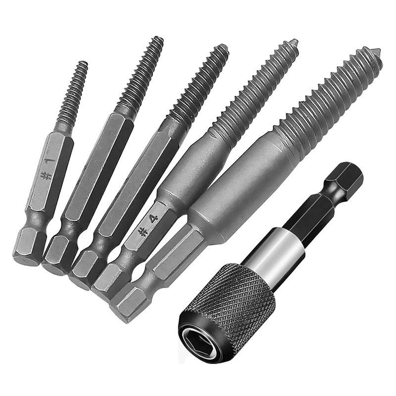 Kigauru 6Pcs Damaged Screw Extractor Set Steel Screw Remover 1/4