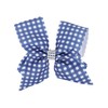 5.5 Inch Checkered Bow Hair Clip with Rhinestone Center (Navy)