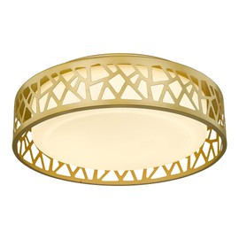 VICNIE LED Flush Mount Ceiling Light, 12 inch 15W 1100 Lumens Close to Ceiling Light Fixtures, 3000K Warm White, Gold Finish with White Glass Shade, ETL Listed for Kitchen, Hallway, Bedroom