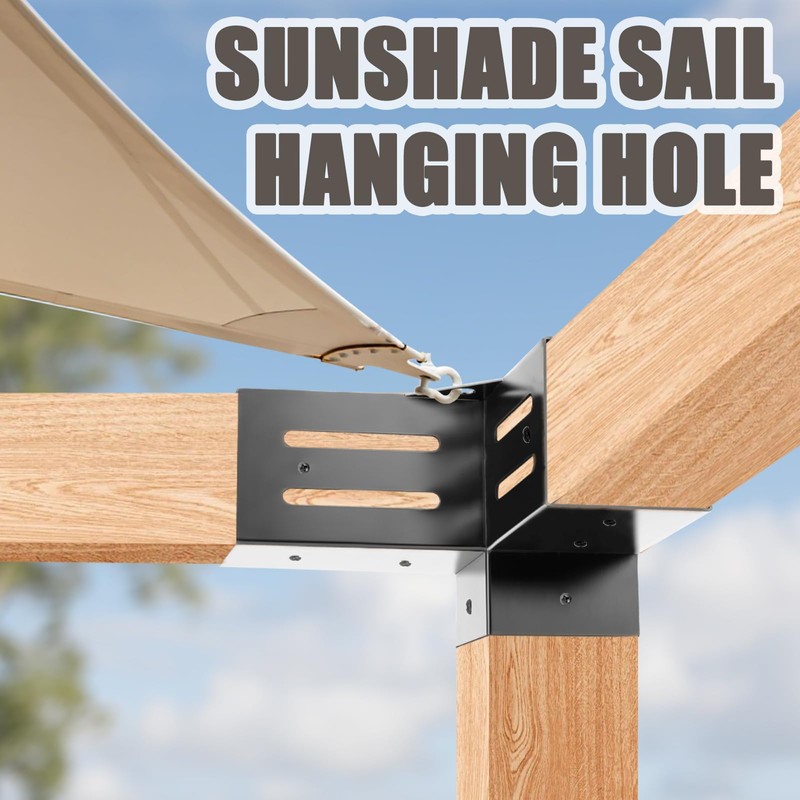3-Way Pergola Brackets 4x4 (Inner Size 3.5"x3.5"), 90° Right Angle
