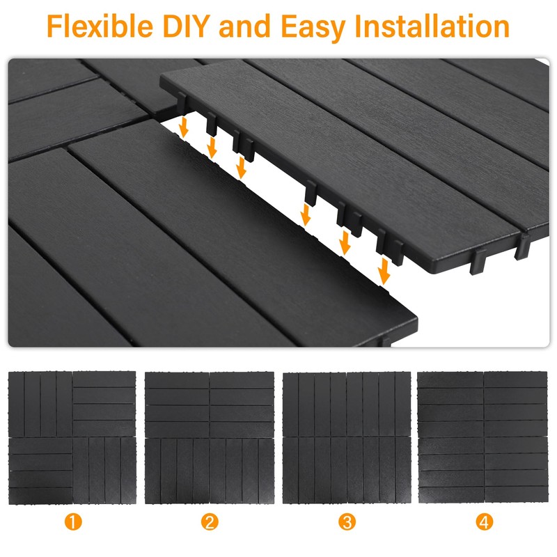 Neoaider 9PCS Plastic Interlocking Decking Tiles 12" x 12", 9