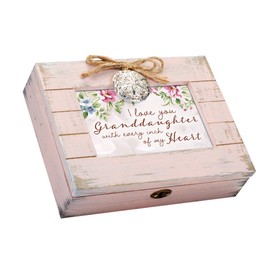 Cottage Garden I Love You Granddaughter Blush Pink Wood Locket Music Box Plays You are My Sunshine
