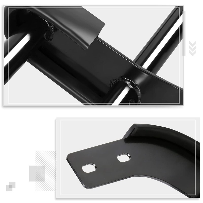 Black Coated Double Pipe Rear Bumper Protector Guard Compatible with