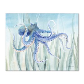 Ocean Wall Decor Under The Sea Blue Octopus Canvas Wall Art for Bathroom Coastal Decor for Home Nautical Prints for Bedroom Bathroom Livingroom16x12Inch