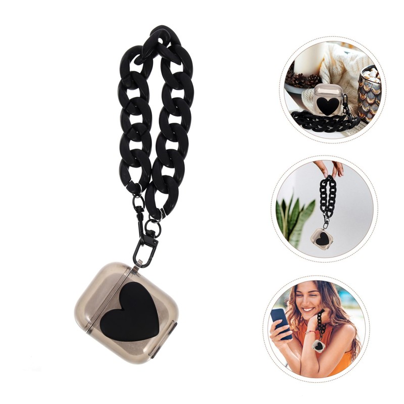 Operitacx Portable Earphone Case with Chain Stylish TPU Shell for