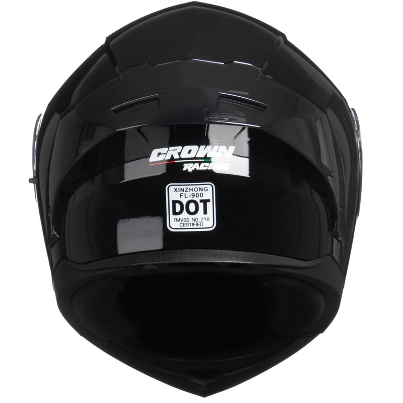 Crown Racing Modular Motorcycle Helmet with Flip-Up Design, Gloss Black,