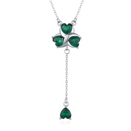 PCTJYFU ST Patricks Day Four Leaf Clover Pendant Shamrock Necklace Green Irish Jewelry for Women Lady