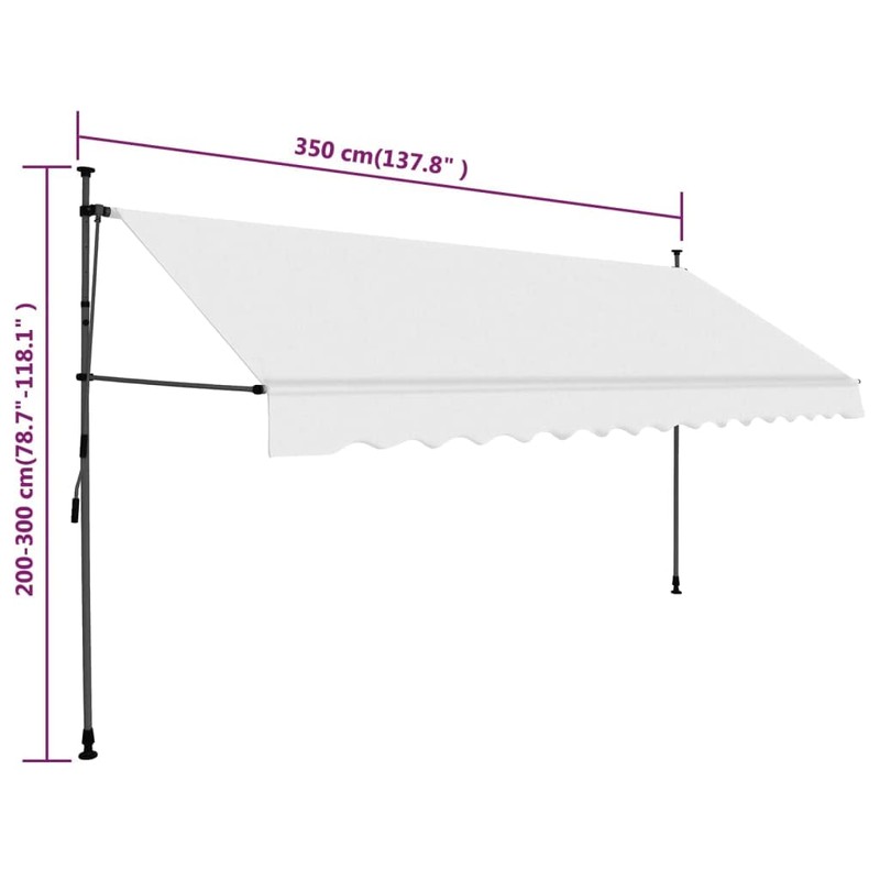 vidaXL Manual Retractable Awning with LED 78.7" Cream