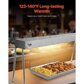 VEVOR Food Heat Lamp, 750W Hanging Commercial Food Heating Warmer, Stainless Steel Electric Strip Heater Light with Cord, Heatlamp Warming Equipment for Food Restaurant, Buffet, and Catering Kitchen