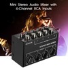 Stereo Mini Mixer, Mini Stereo Audio Mixer with 4-Channel RCA