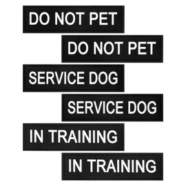 6pcs Do Not Pet Patch Service Dog Patches Removable Tactical Dog Harness Patches with Hook Backing Black Vest Patches in Training Dogs Patches for Harness Vest Collar with Hook and Loop Tape