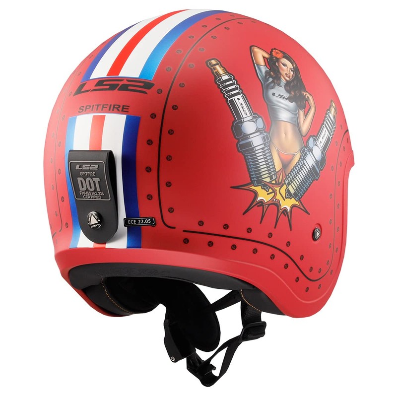 LS2 Helmets Open Face Spitfire Spark Helmet (Primer Red -