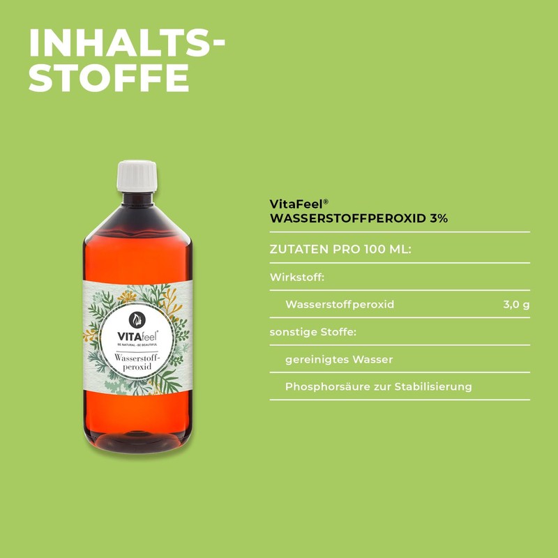 VitaFeel Hydrogen Peroxide 3% Solution 1000 ml Pure Quality Phosphoric