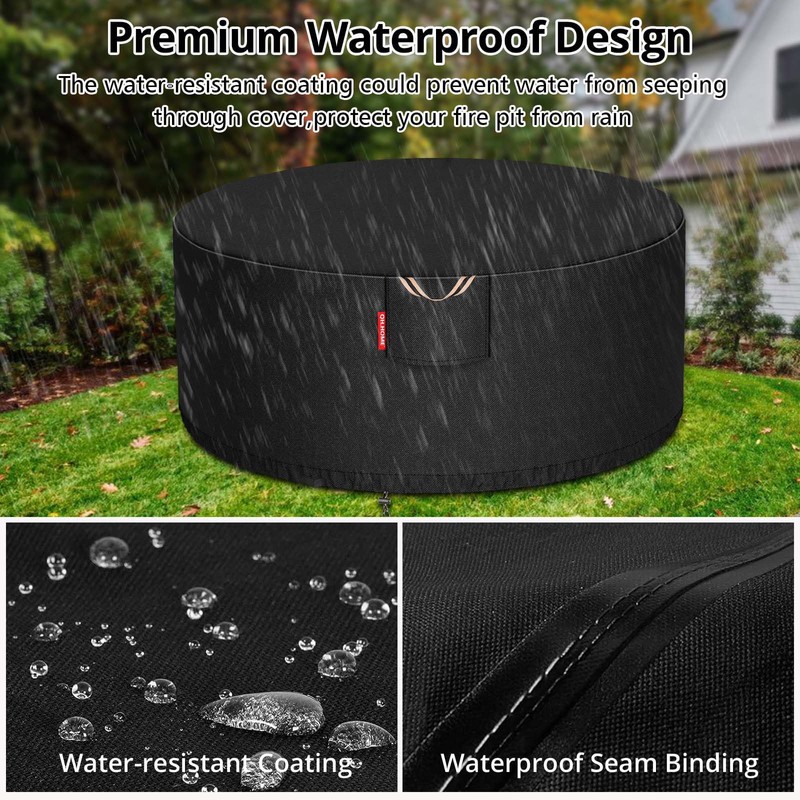 [2025 Upgraded 900D Fabric] Outdoor Fire Pit Cover for 48-50