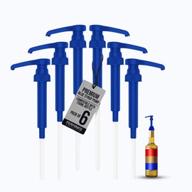 Premium Syrup Pump Compatible with Torani 750 ml Bottle, Davinci Syrups - No Spill, No Clog Syrup Pump Dispenser for Vanilla, Snow Cone, Blueberry, Coffee Flavoring & More (Pack of 6, Blue)