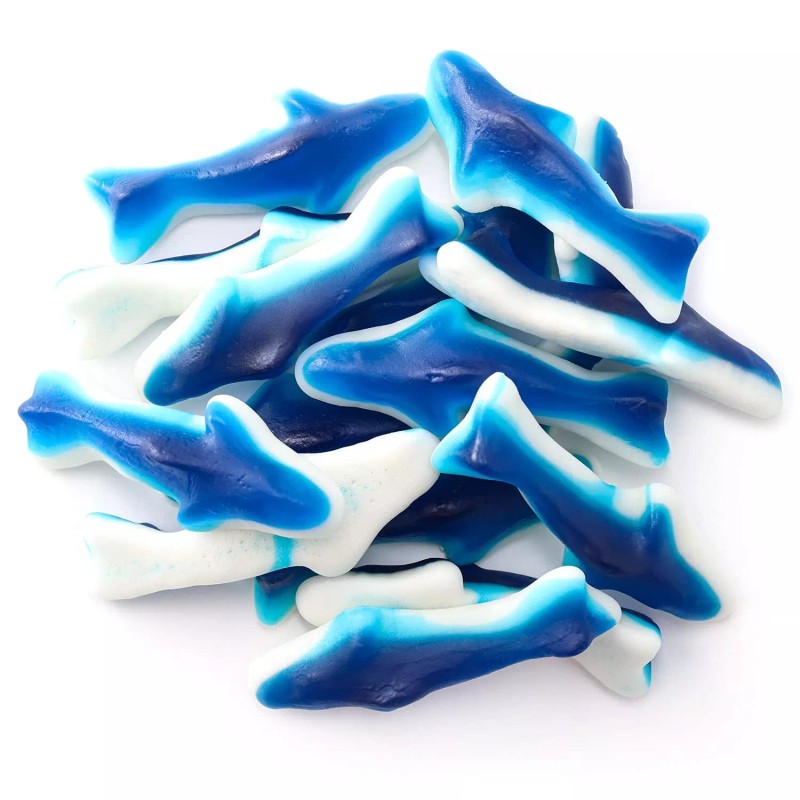 Funtasty Blue Sharks Gummy Marshmallow Candy, Blue Raspberry Flavor, 2