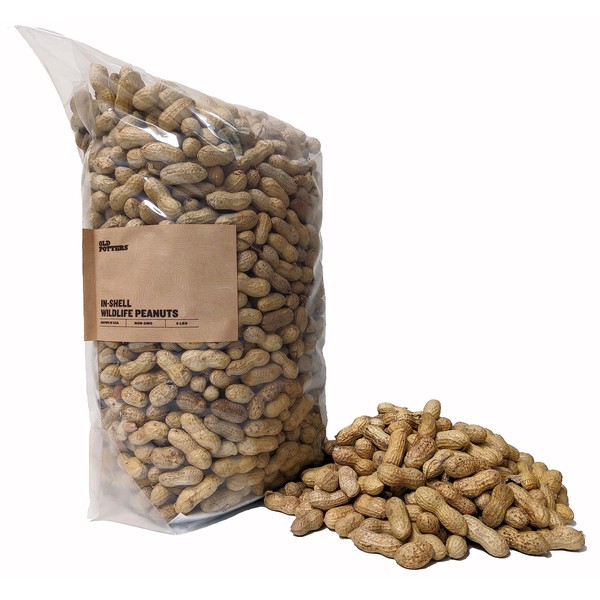 Old Potters Wildlife in-Shell Peanuts for Birds, Squirrels and Wildlife. USA Grown Non-GMO Raw in-Shell Peanuts (in-Shell, 8 lbs)
