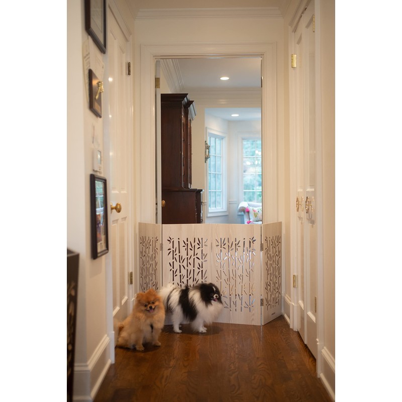 Decorative Freestanding Pet Gate Expandable Indoor Barrier for Small to