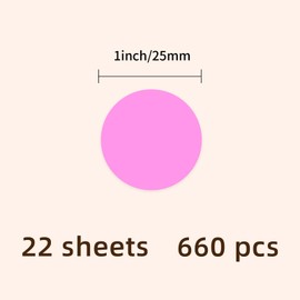 Yeachlaing 1" Round Colored Dot Stickers Labels,660 Pack,Pink