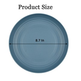 9 Inches Wheat Straw Plates, 2Pcs Unbreakable Dinner Plates, Reusable Plate,Deep Blue